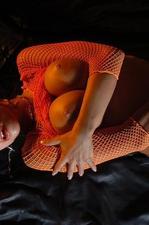 Marta Busty Babe In Orange Fishnet Top-09