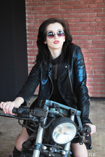 Smoking-hot Brunette Sonya S, Straddling Her Motorcycle-00